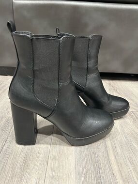MIA Black Platform Block Heel Boots